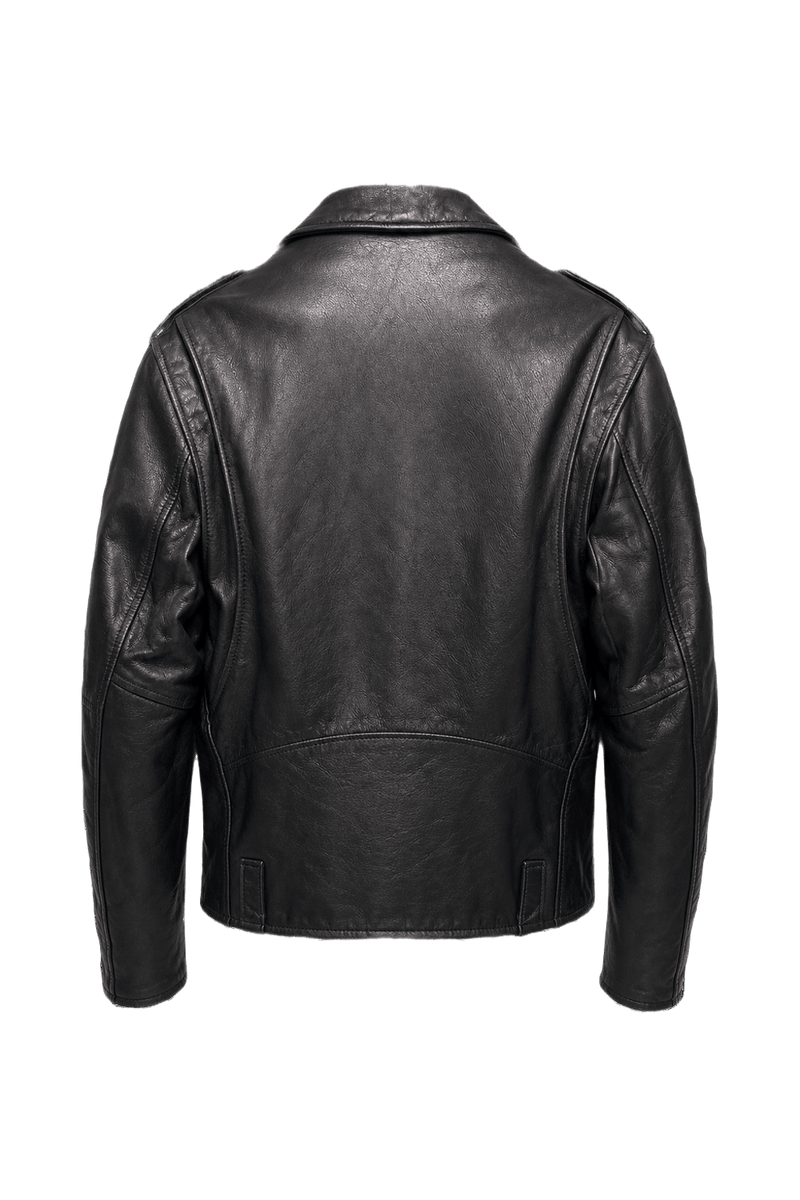 1990s Black Leather Fitted Leather Jacket - Back View