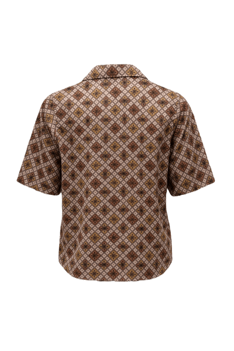 1960s Brown Synthetic Blend Blouse - Back View