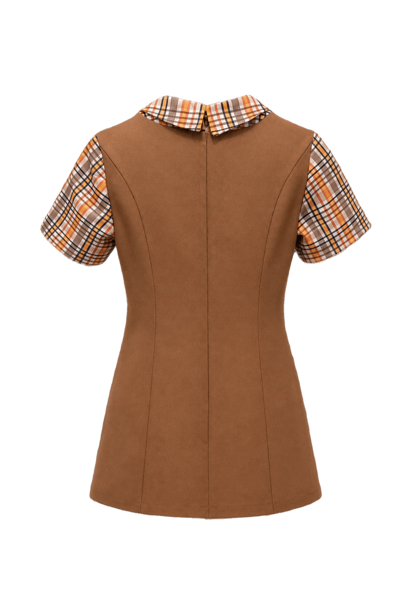 1960s Tan Polyester Blend Dress - Back View