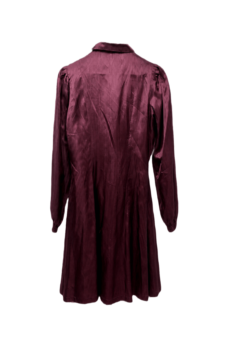 1970s Burgundy Polyester Blend Dress - Back View