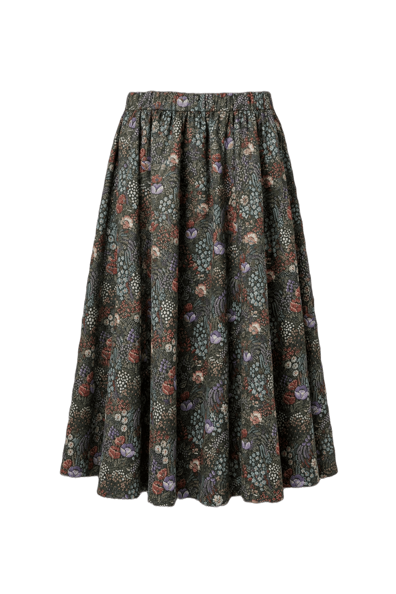 1970s Green Cotton Blend Skirt - Back View
