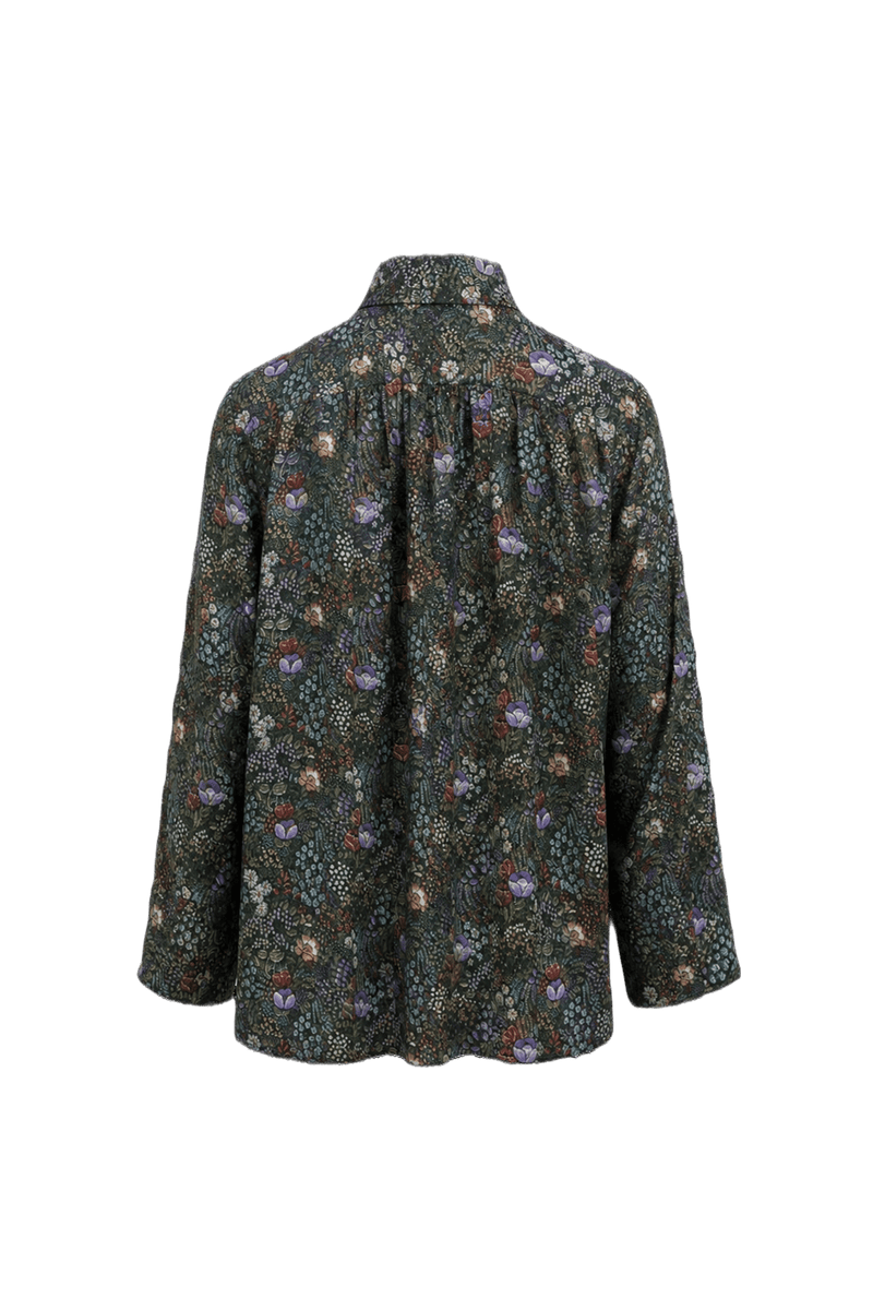 1980s Dark Green Cotton Blend Blouse - Back View