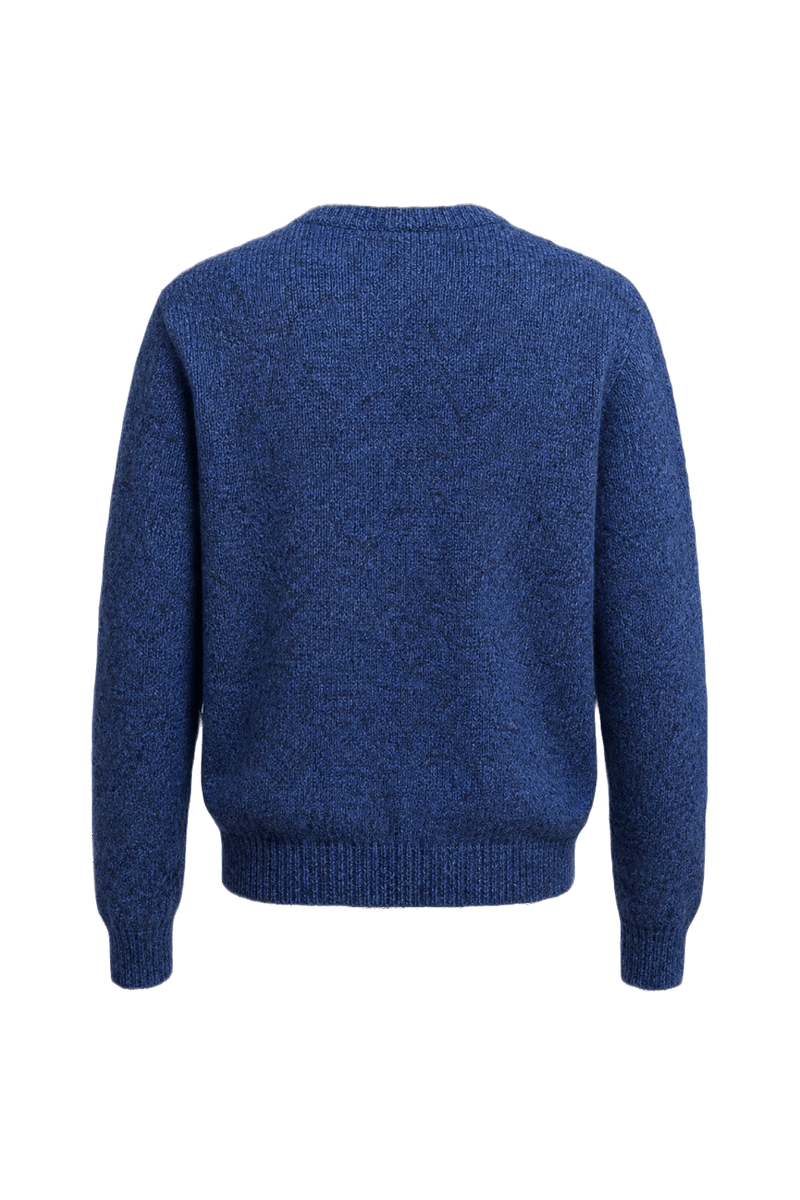 1970s Navy Blue Wool Sweater - Back View