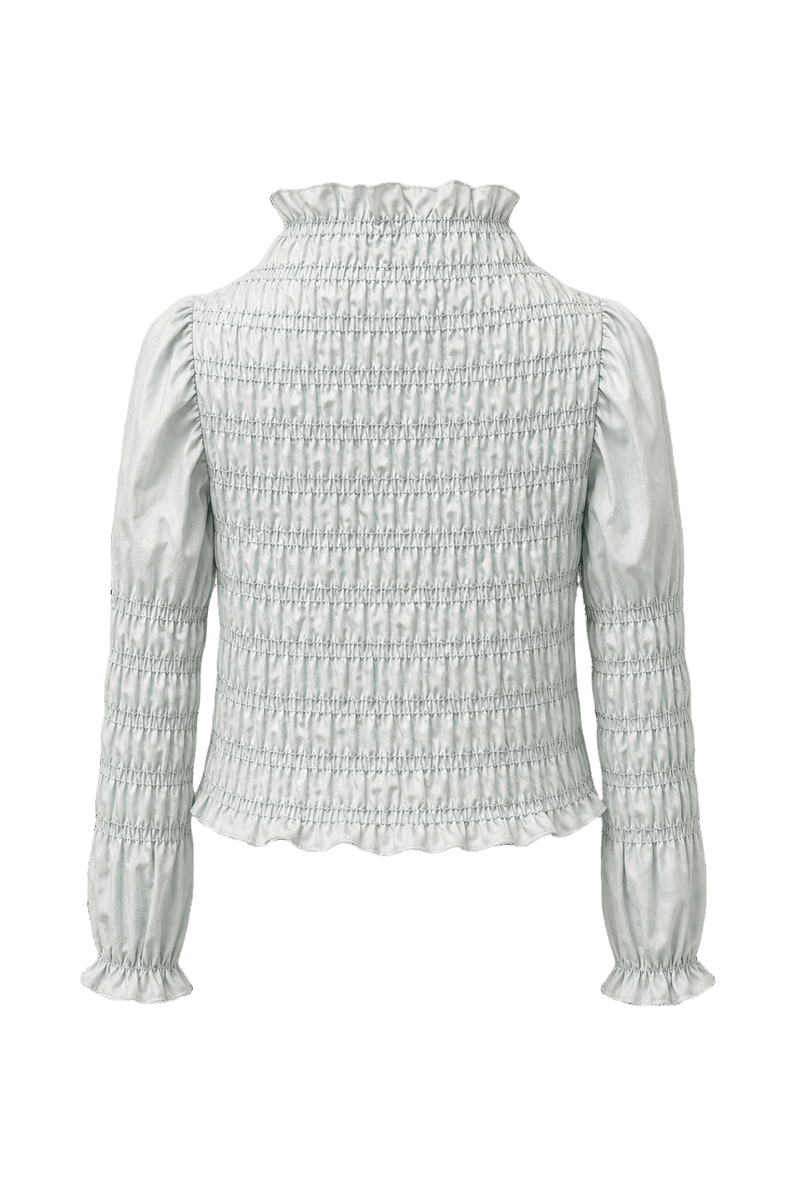 1990s Pale Blue Cotton Blouse - Back View