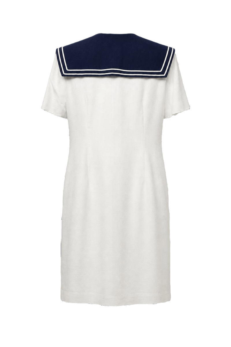 1980s White Cotton Blend Dress - Back View