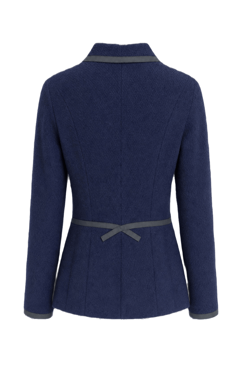 1990s Navy Blue Wool Blend Blazer - Back View