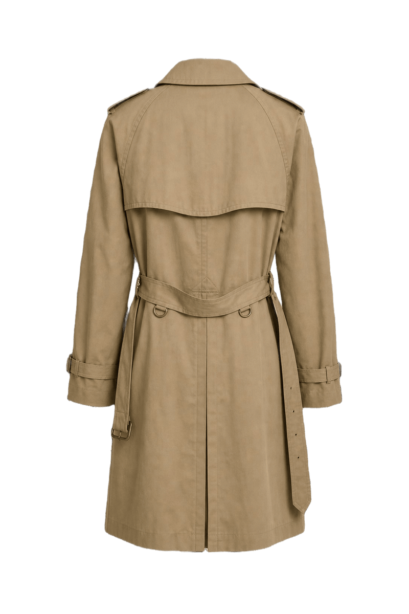 1980s Beige Cotton Blend Trench Coat - Back View