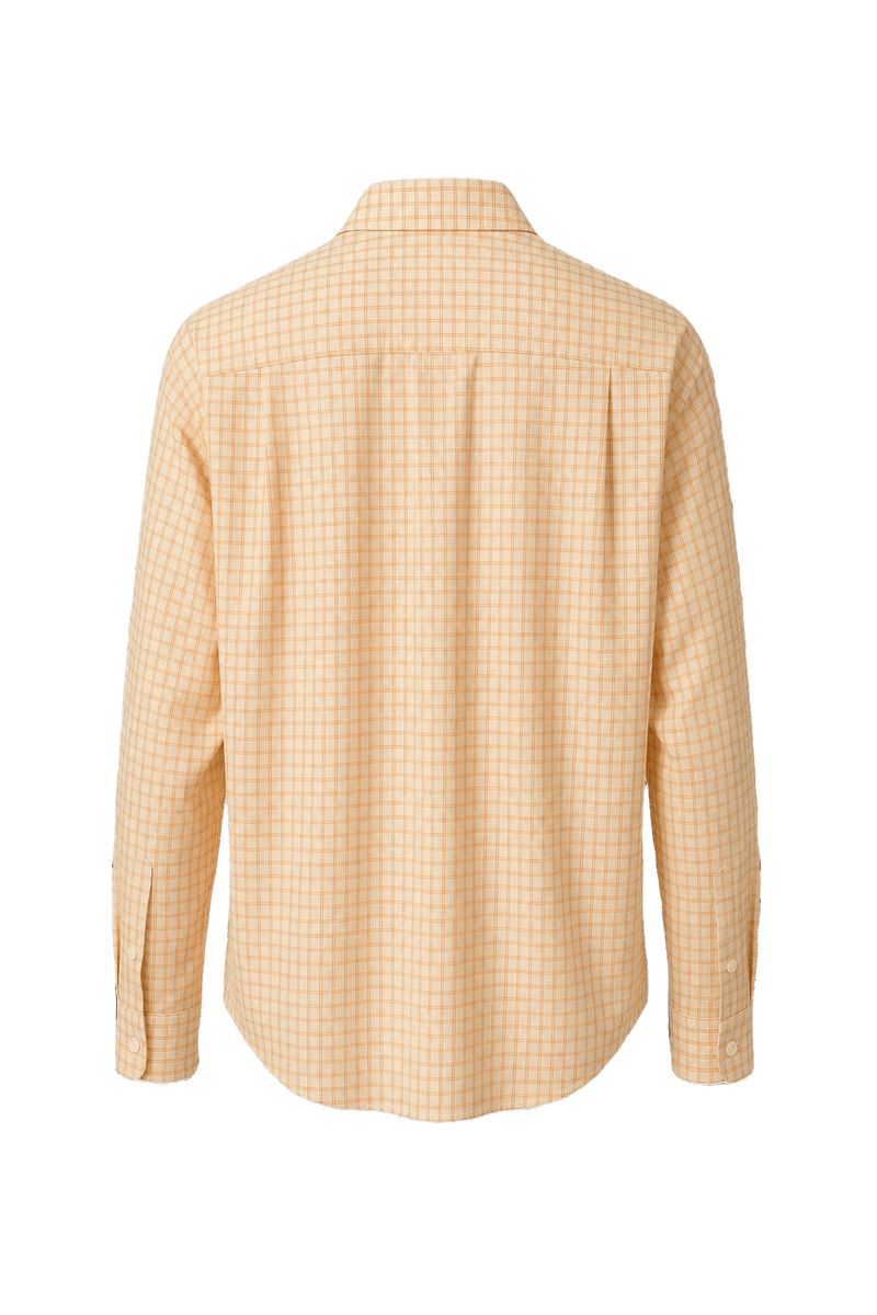 1980s Light Yellow Cotton Blend Button-Down Shirt - Back View