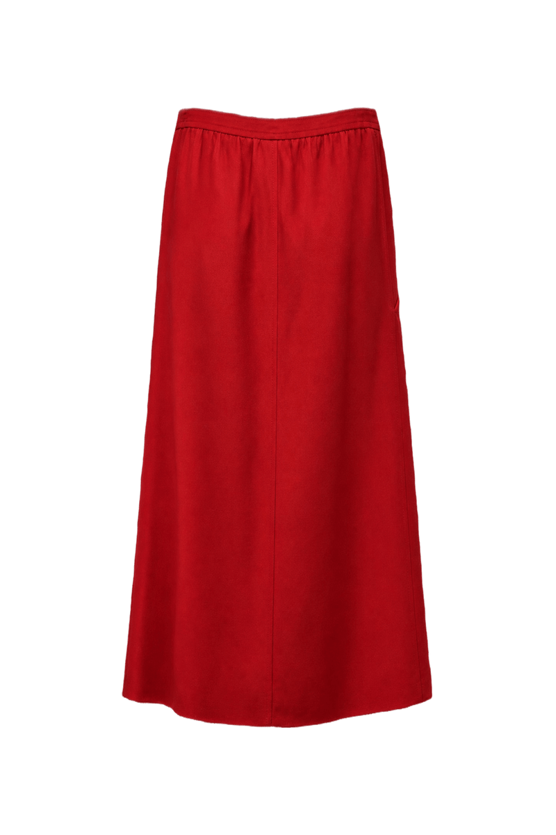 1980s Red Wool Skirt - Back View