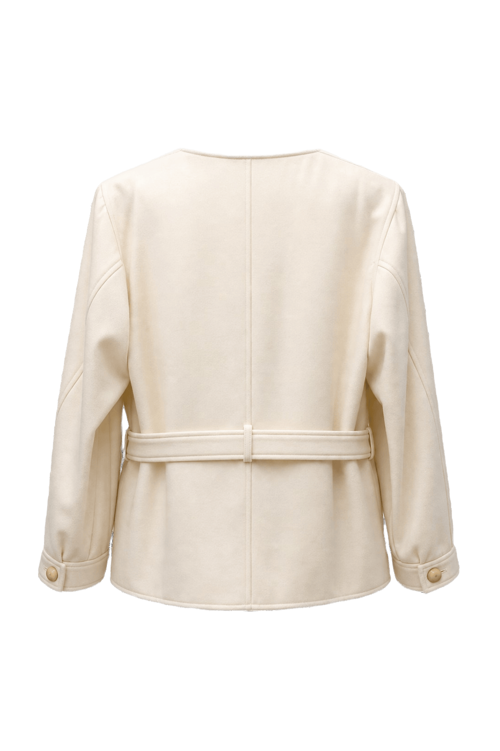 1980s Cream White Wool Blend Jacket - Back View