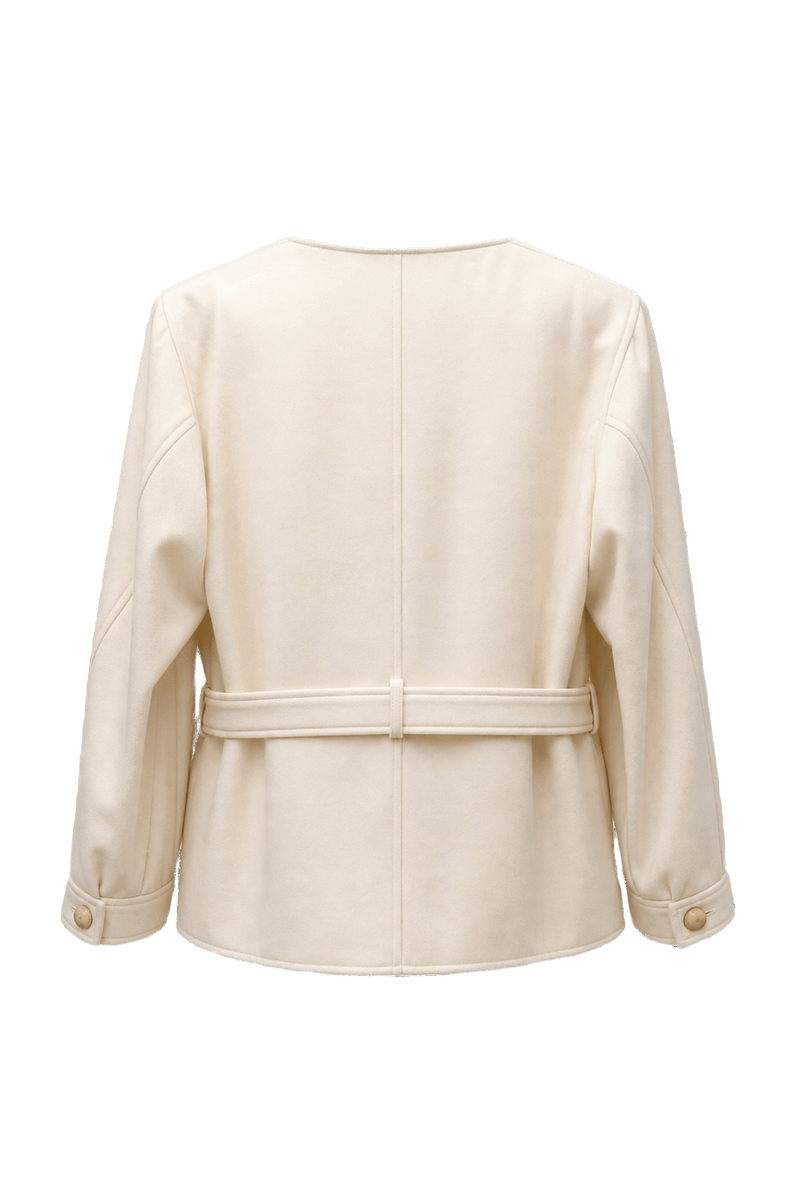 1980s Cream White Wool Blend Jacket - Back View