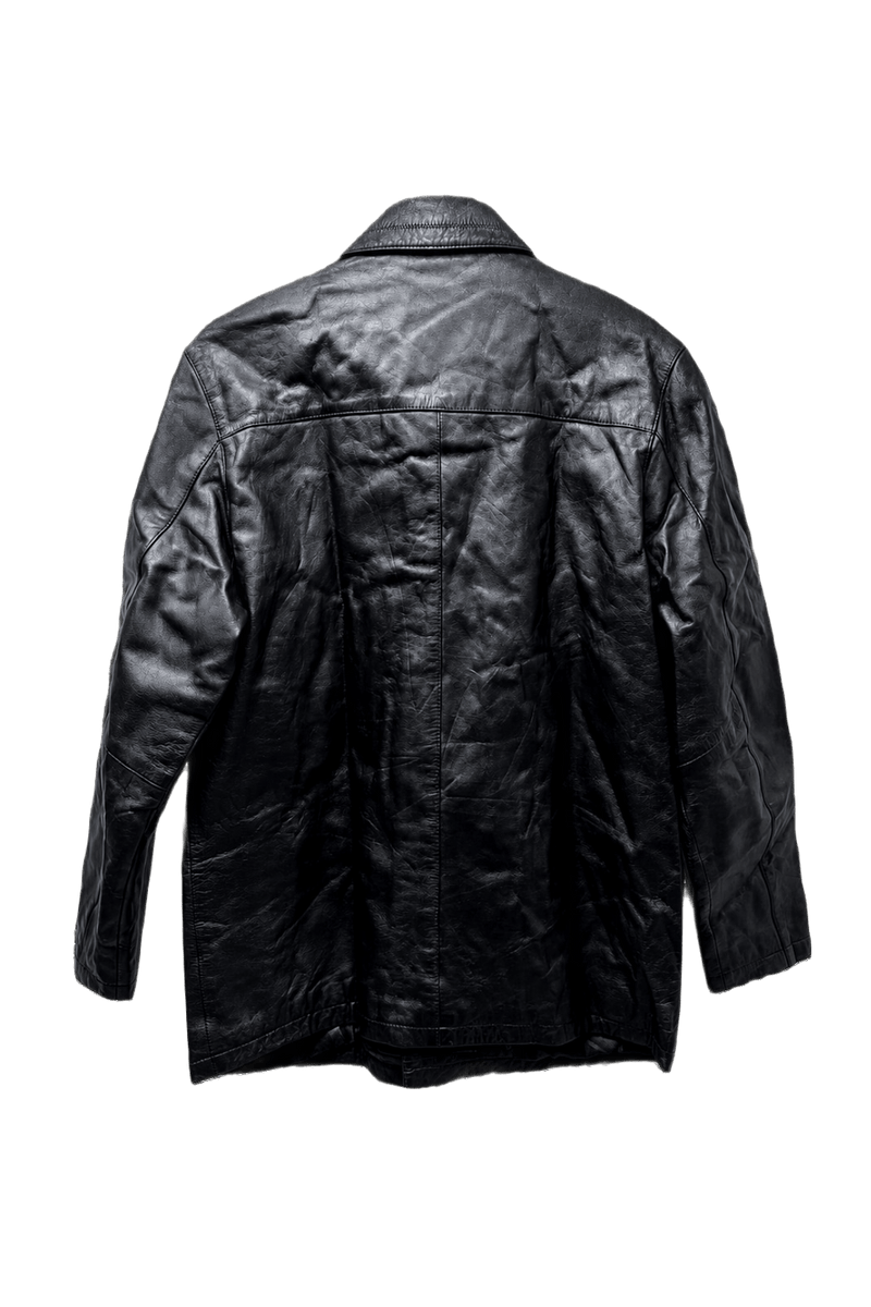 1980s Black Leather Leather Jacket - Back View