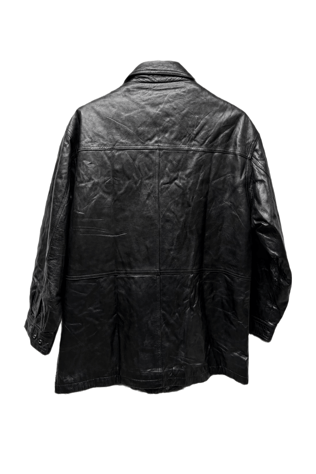 1980s Black Leather Oversized Leather Jacket - Back View