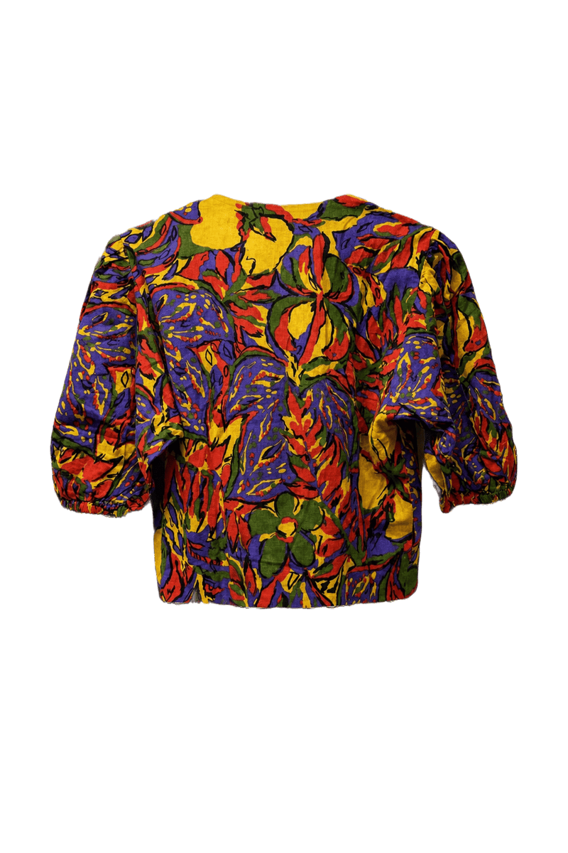1970s Multicolor Cotton Blend Blouse - Back View