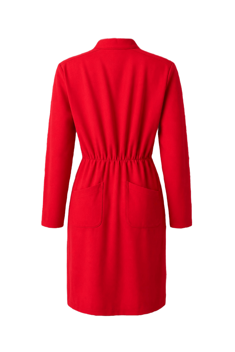 1990s Red Cotton Blend Dress - Back View