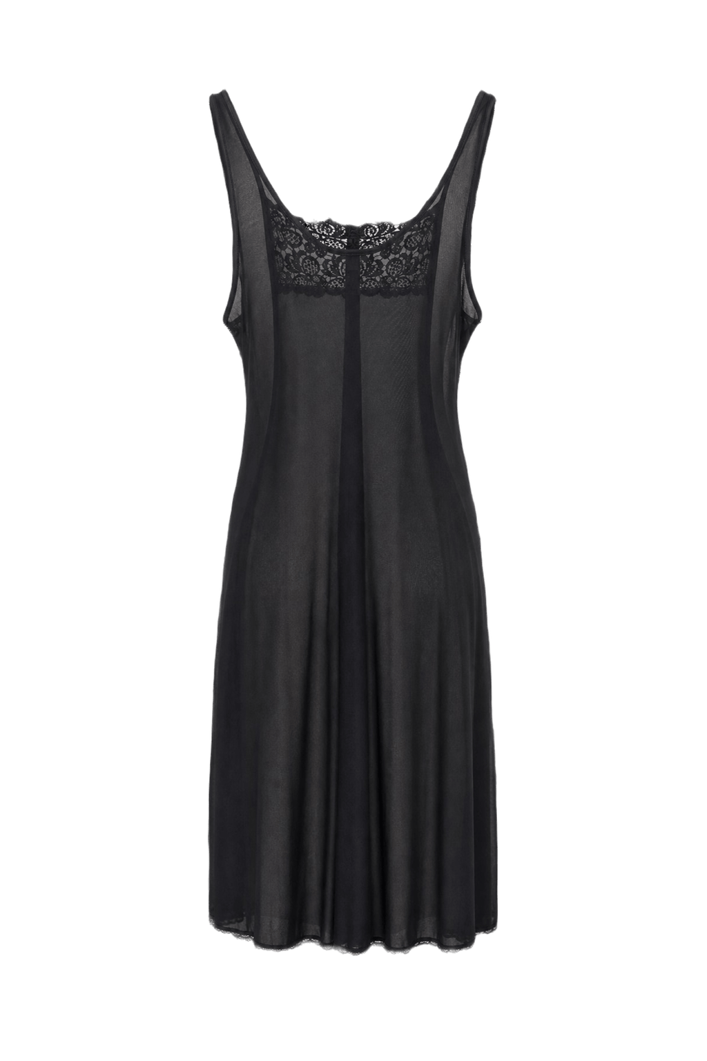 1990s Black Polyester Slip Dress - Back View