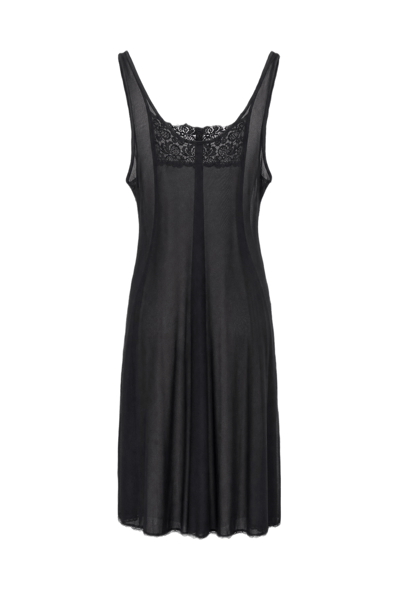 1990s Black Polyester Slip Dress - Back View