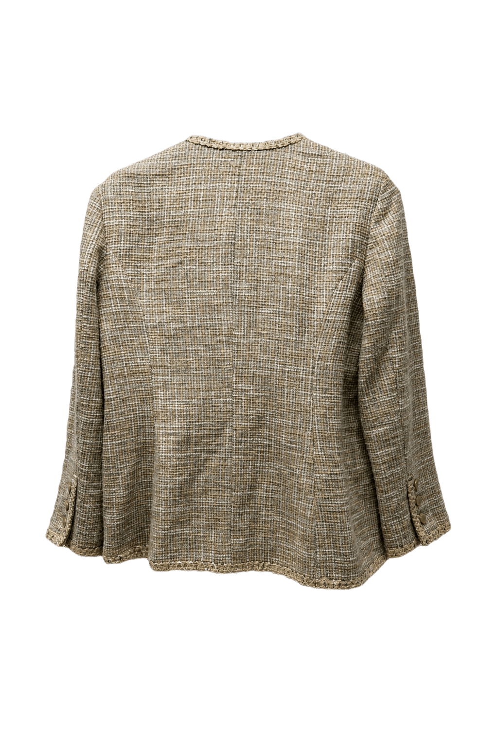 1980s Beige Linen Cotton Blend Jacket - Back View