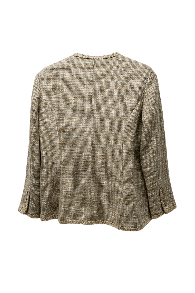 1980s Beige Linen Cotton Blend Jacket - Back View