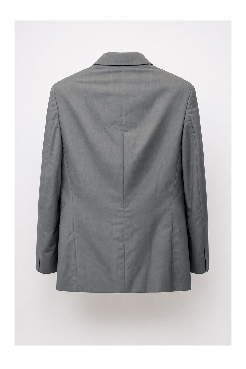 1980s Gray Cotton Blend Blazer - Back View