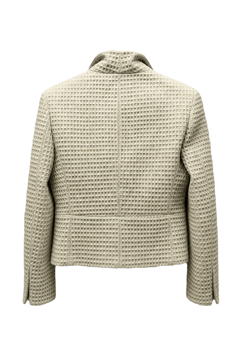 1980s Cream Textured Cotton Blazer - Back View