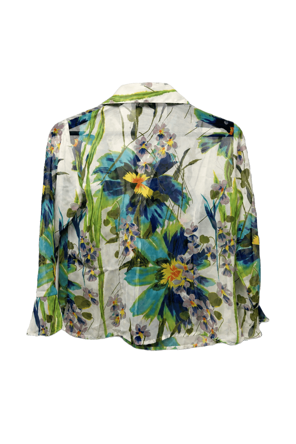 1990s White Chiffon Blouse - Back View