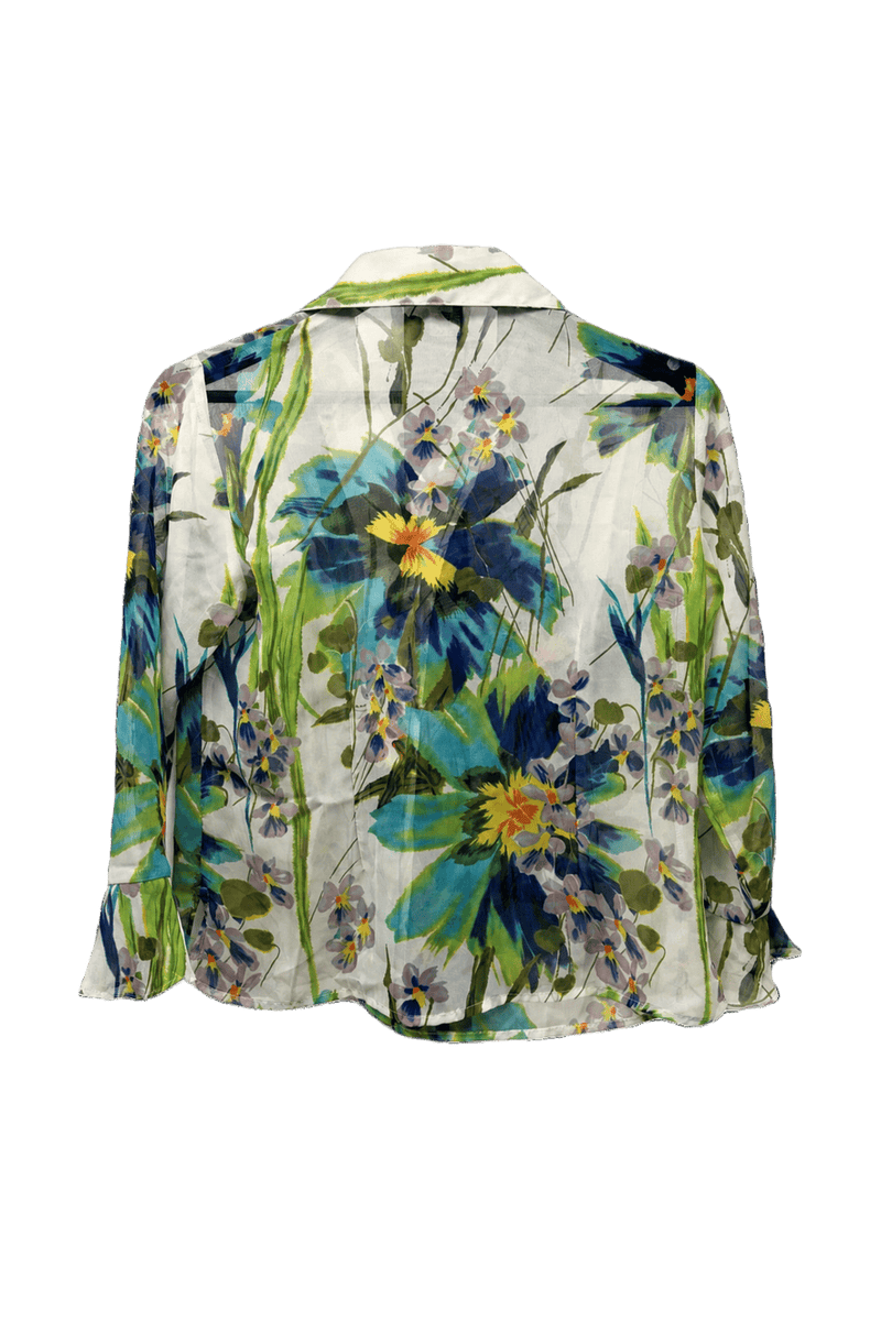 1990s White Chiffon Blouse - Back View