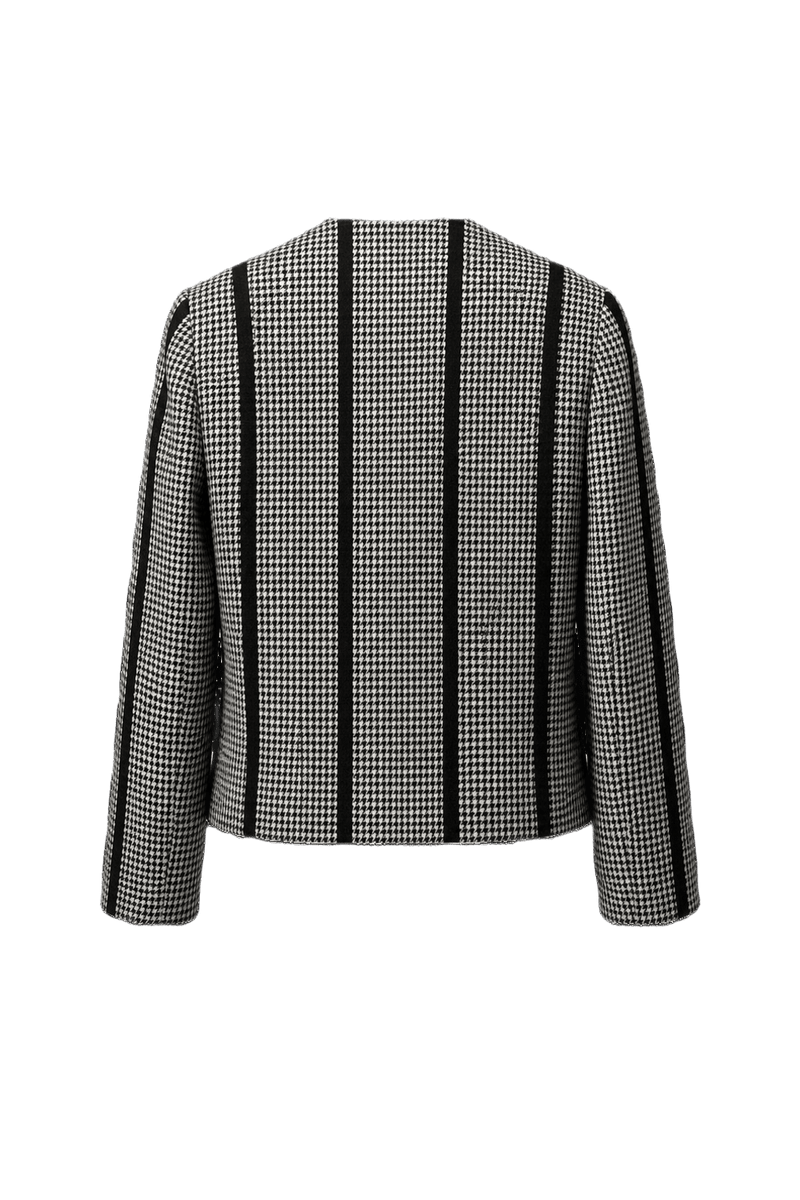 1980s Black and White Wool Blend Blazer - Back View