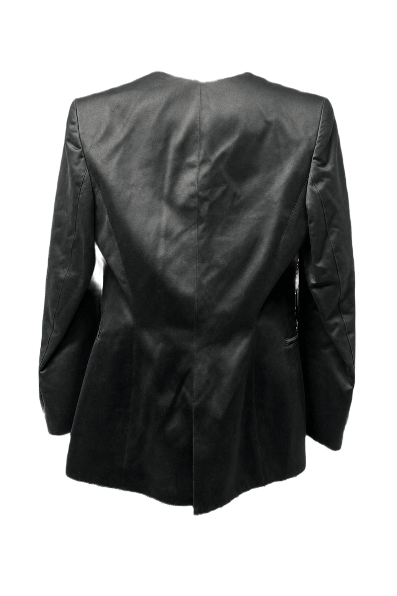 1980s Black Cotton Blend Blazer - Back View