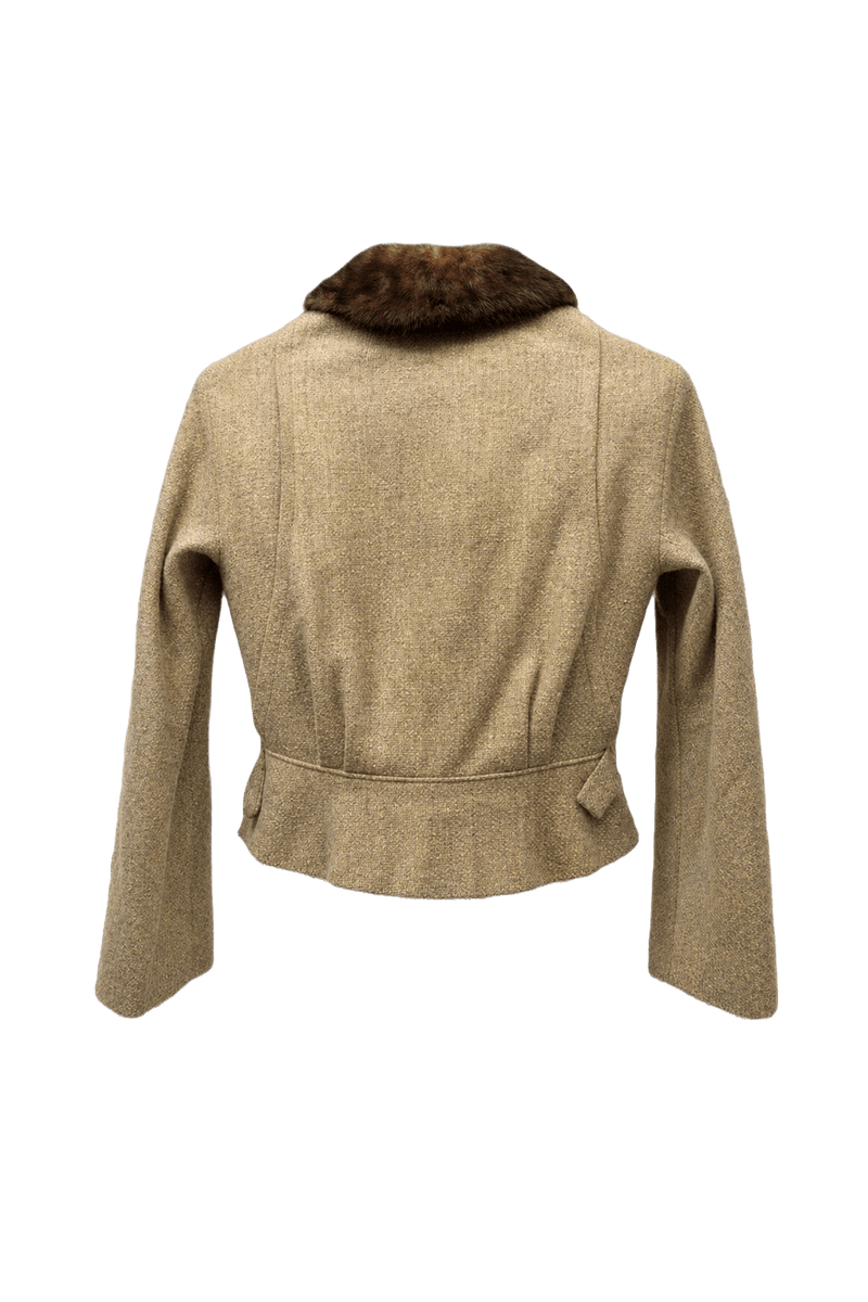 1950s Beige Wool Jacket - Back View