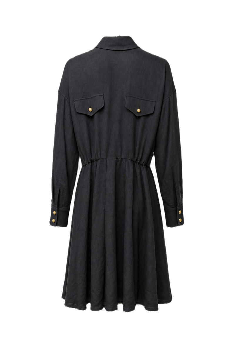 1990s Black Silk Dress - Back View