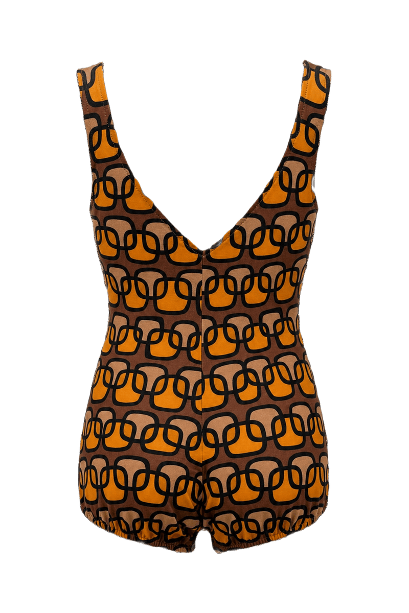 1960s Orange Smooth Swimsuit - Back View