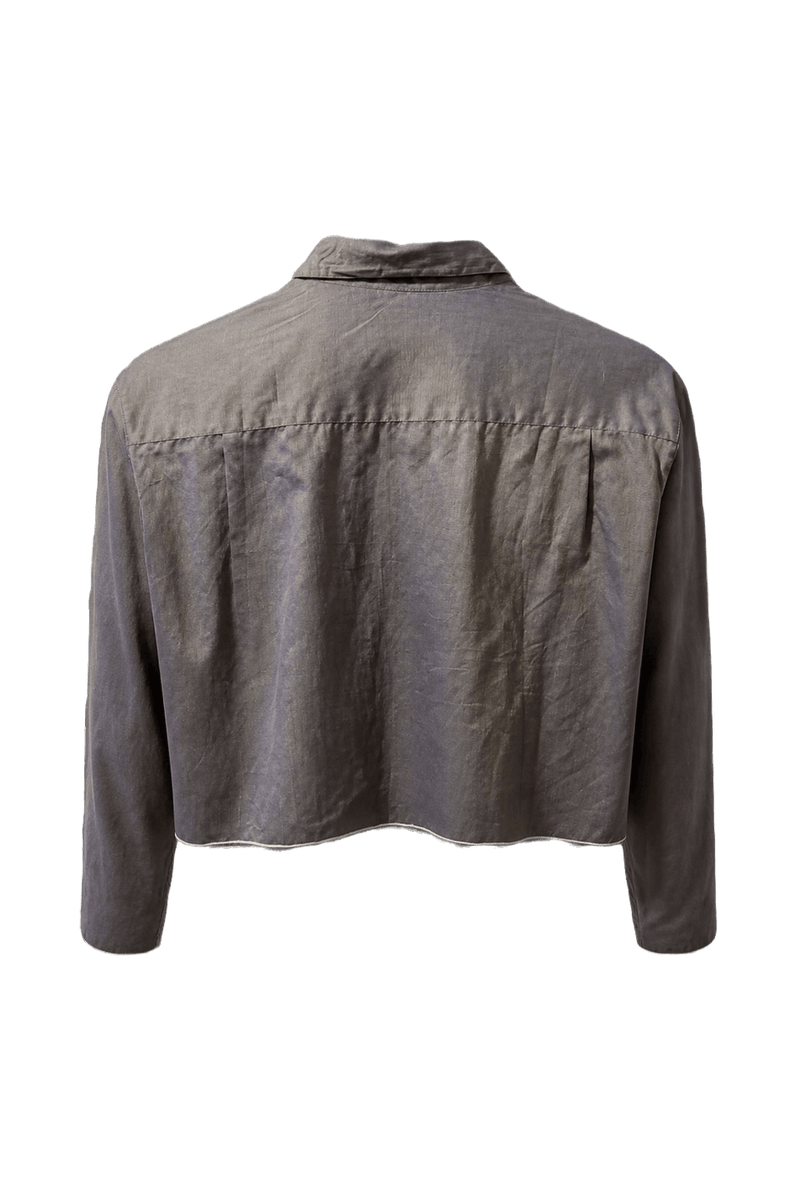 1990s Charcoal Grey Cotton Blend Shirt - Back View