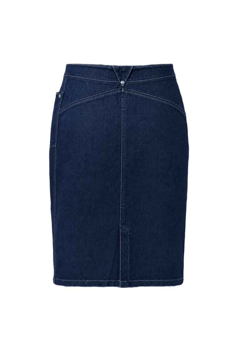 1980s Dark Blue Denim Skirt - Back View