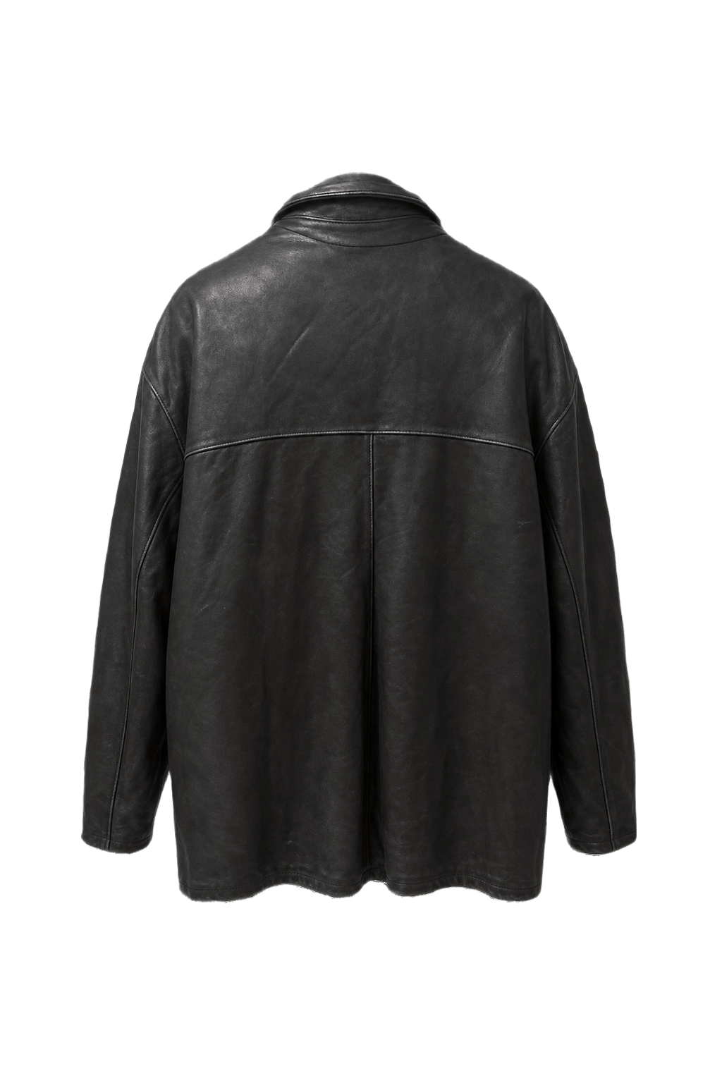 1990s Black Leather Oversized Jacket - Back View