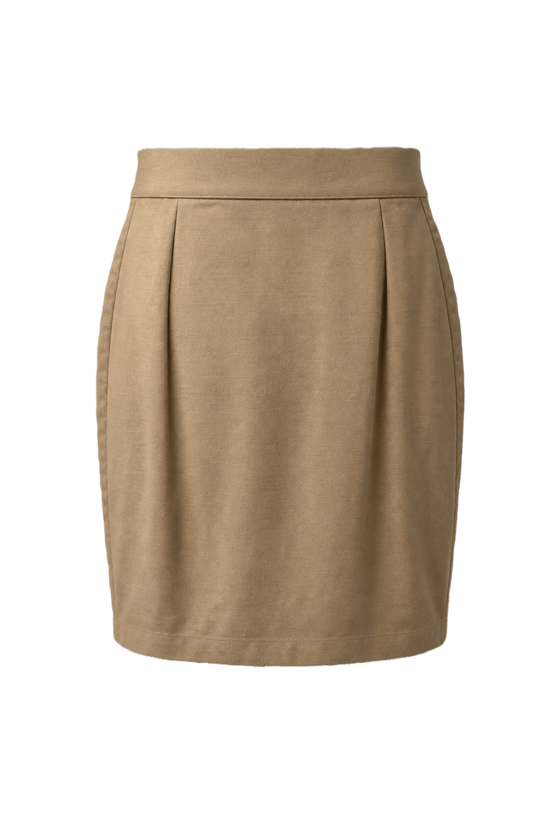 1980s Beige Cotton Blend Skirt - Back View