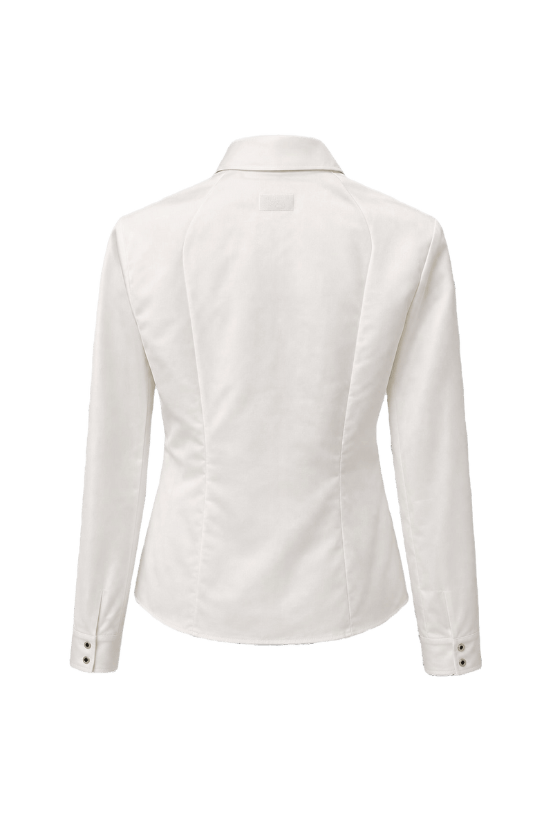 1980s Cream White Polyester Blend Blouse - Back View