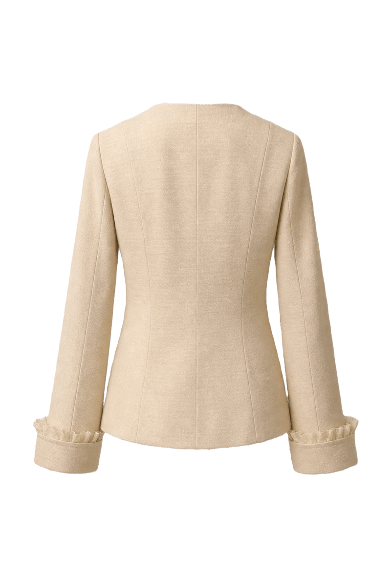 1980s Cream Polyester Blend Blazer - Back View
