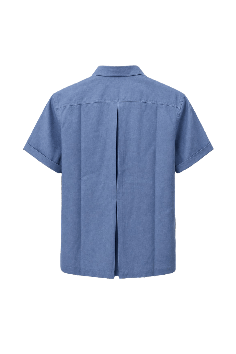 1990s Light Blue Cotton Blend Shirt - Back View