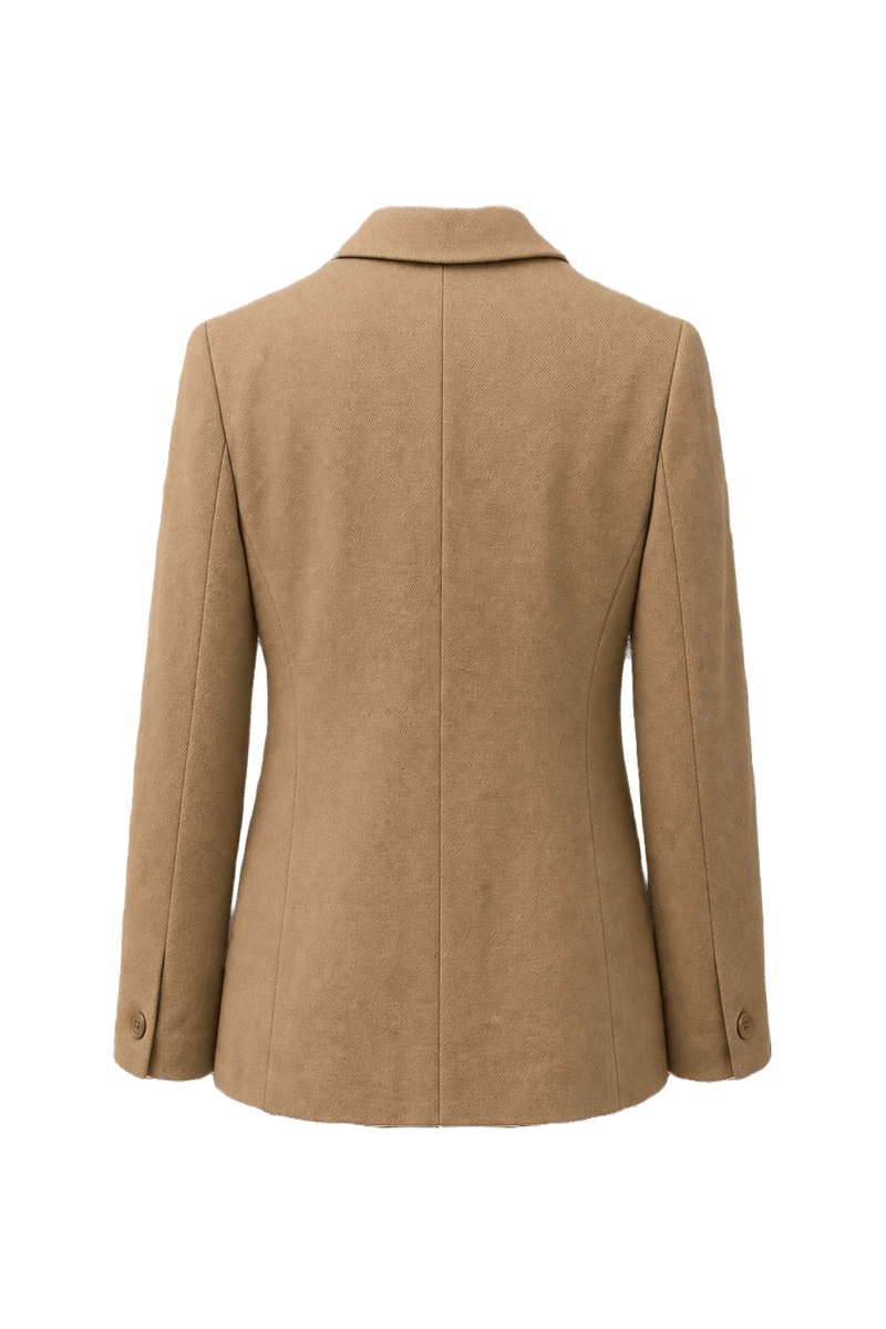 1990s Beige Wool Blend Blazer - Back View