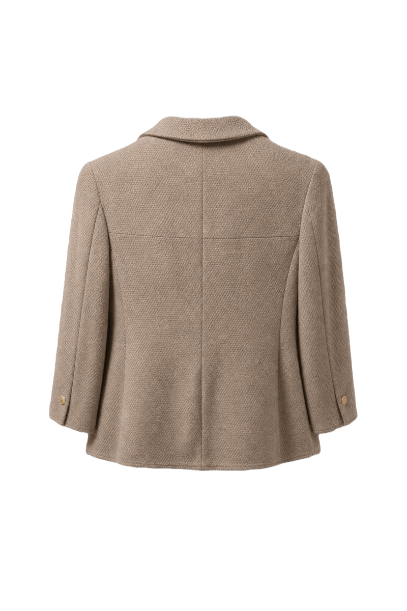1990s Beige Wool Blend Jacket - Back View