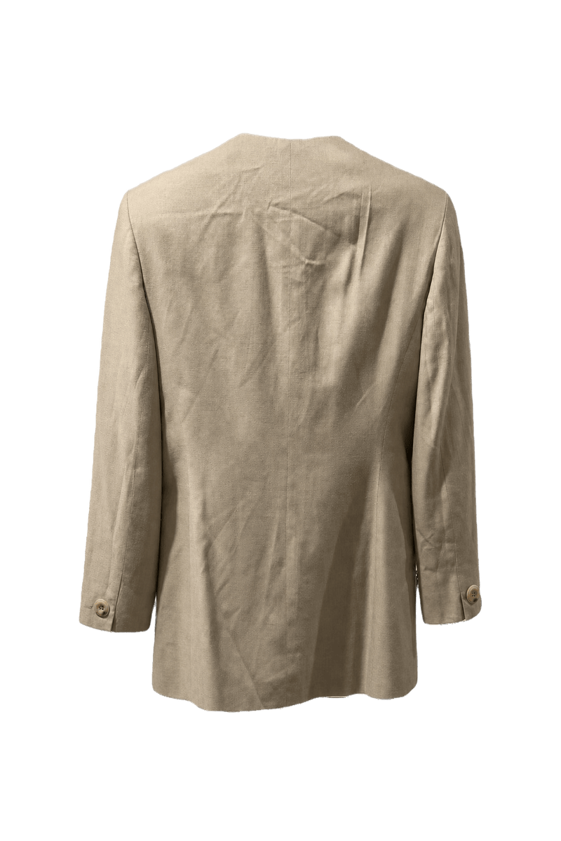 1980s Beige Cotton Blend Blazer - Back View