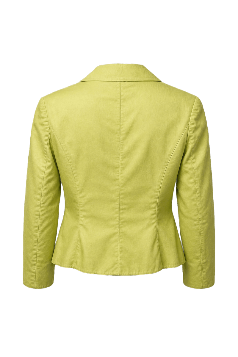1980s Lime Green Polyester Blazer - Back View