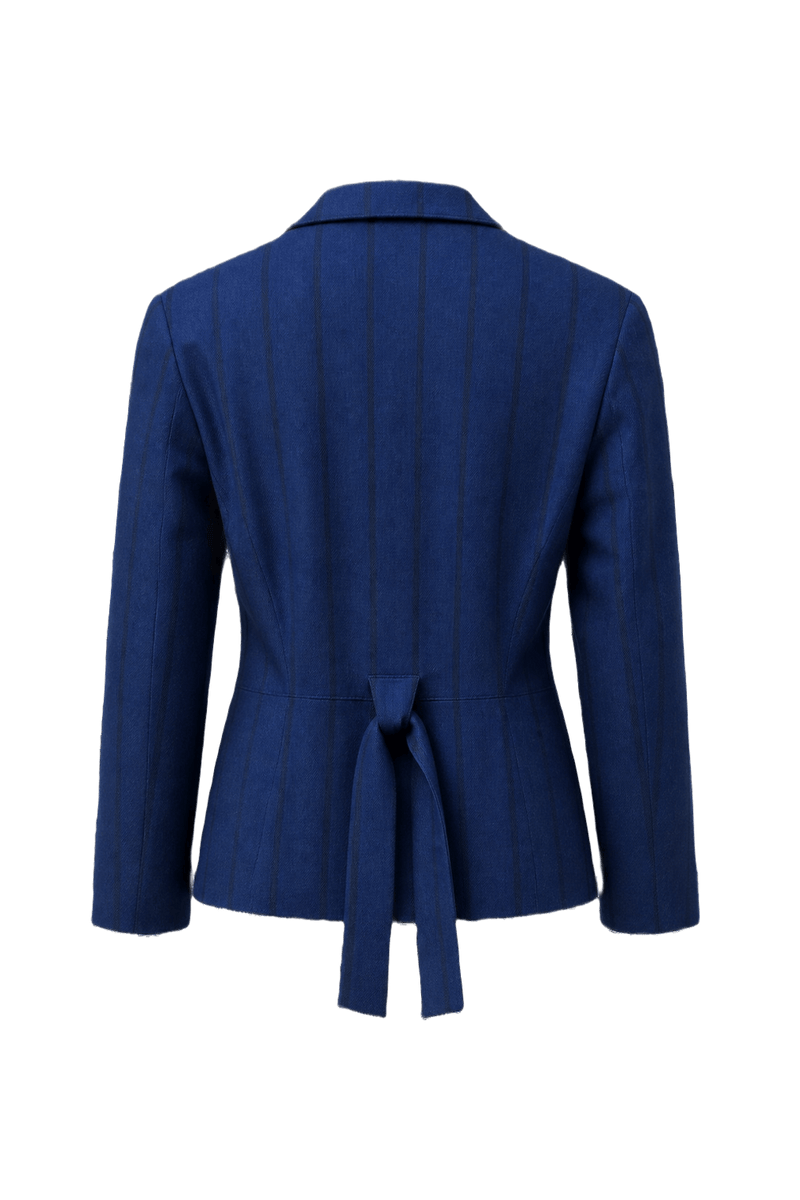 1980s Deep Blue Wool Blend Jacket - Back View