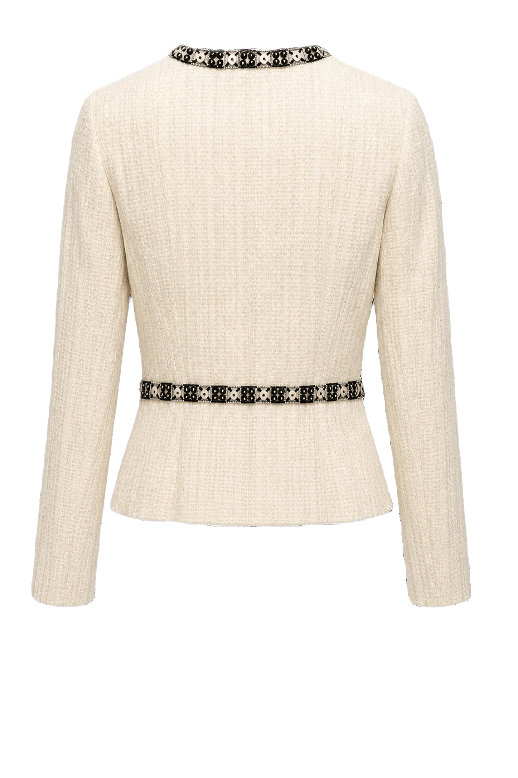 1990s Cream White Wool Blend Jacket - Back View