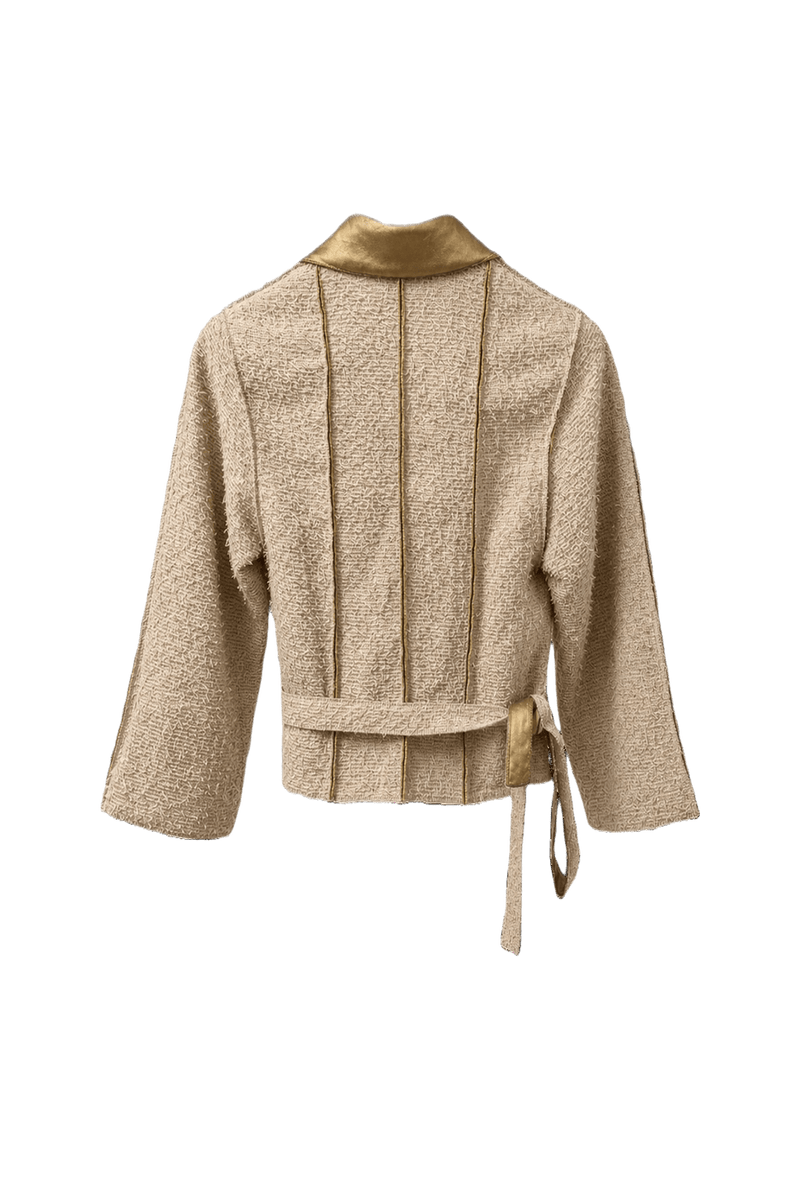 1990s Beige Wool Blend Blazer - Back View