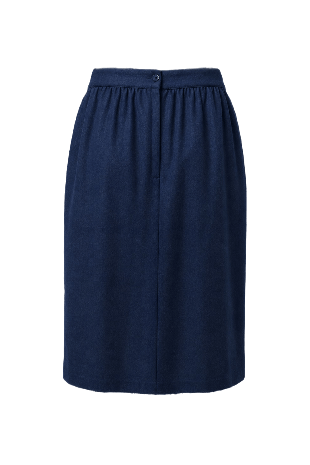 1980s Navy Blue Wool Blend Skirt - Back View