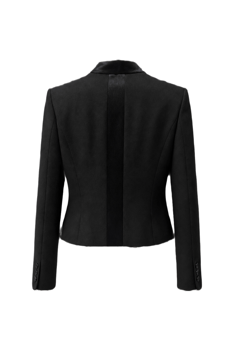 1980s Black Wool Blend Blazer - Back View