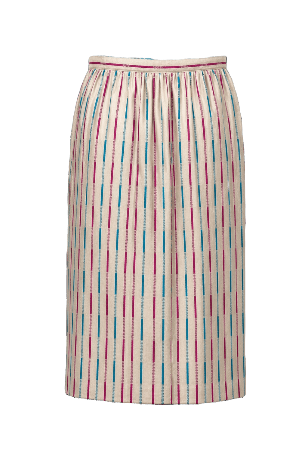1980s Cream White Cotton Midi Skirt - Back View