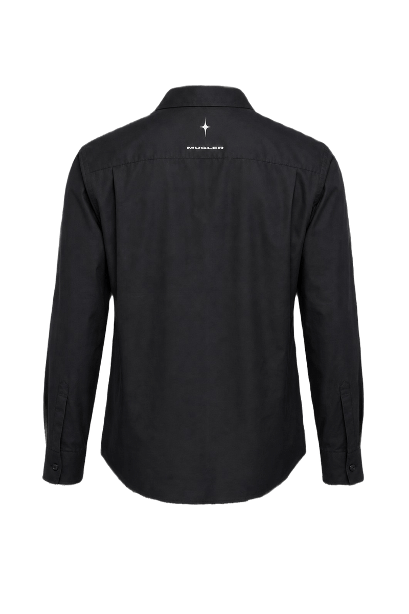 1990s Black Cotton Blend Button-Down Shirt - Back View